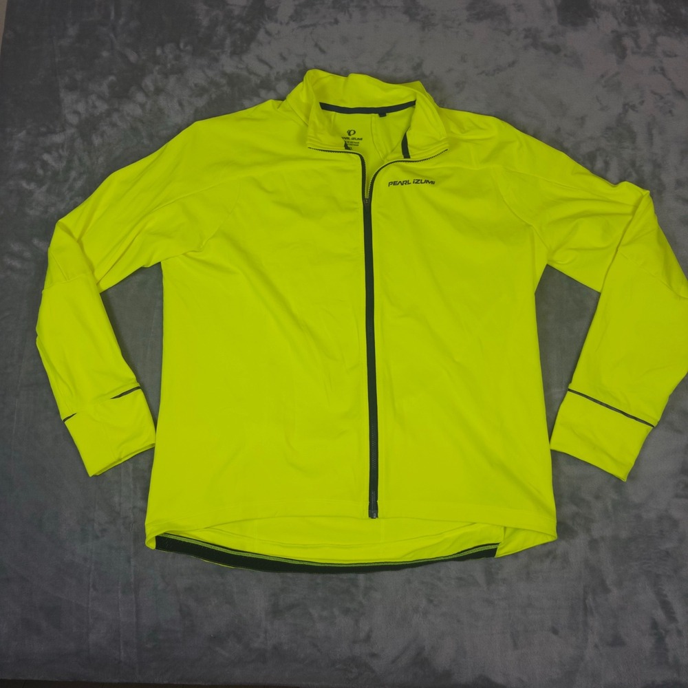 Pearl Izumi Cycling Jacket Mens XXL Yellow Full Zip Reflective Bike Jersey Coat